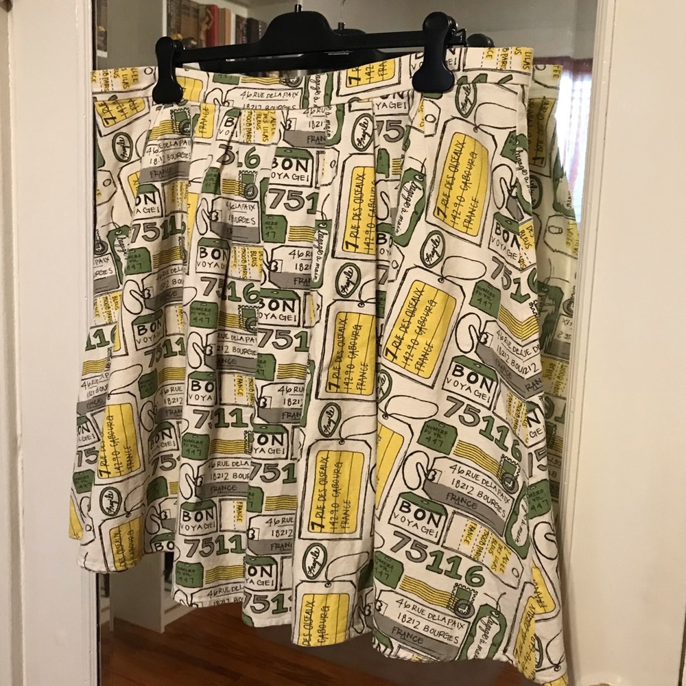 ModCloth Fervour pleated A-line French travel print skirt size 2X